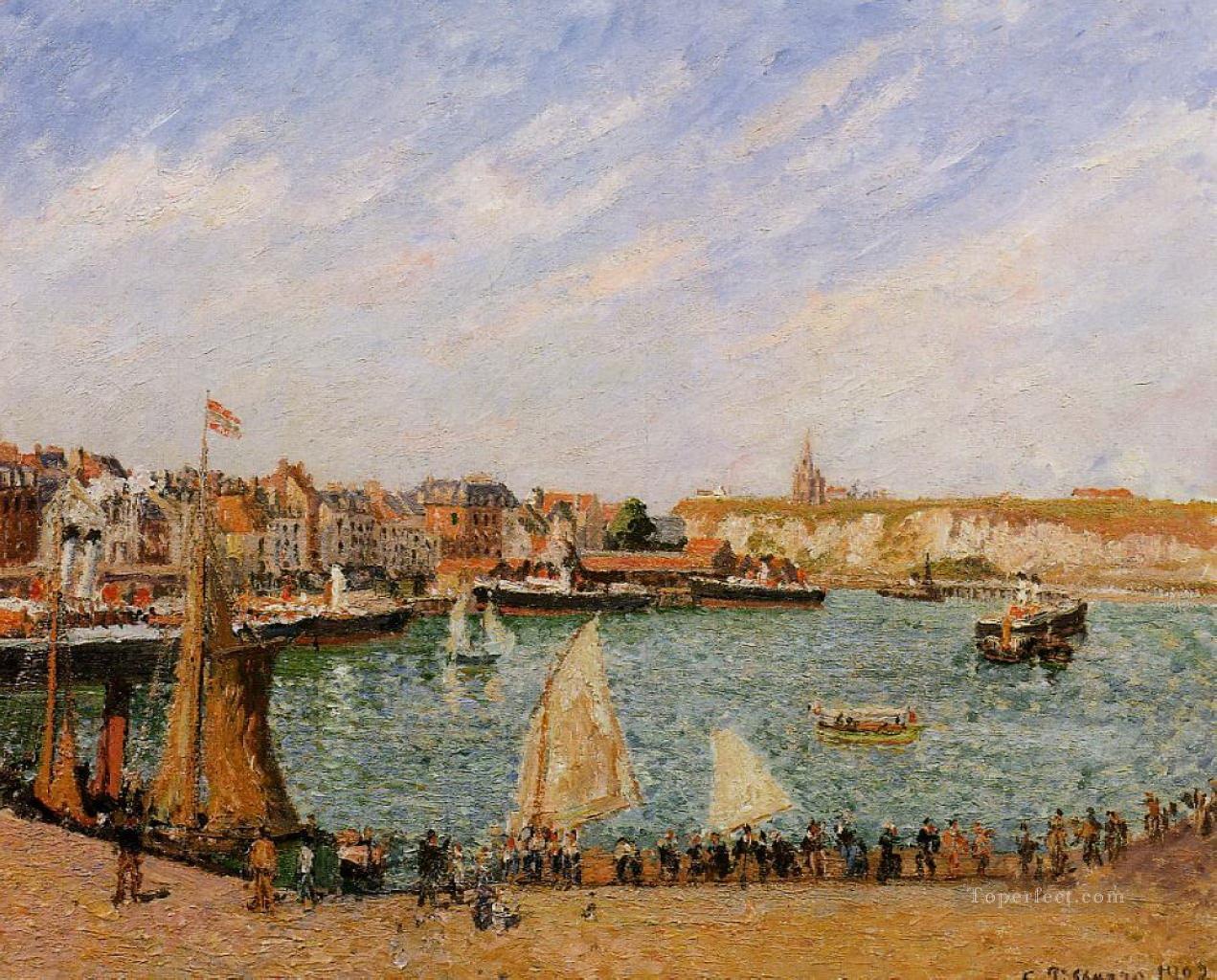 afternoon sun the inner harbor dieppe 1902 Camille Pissarro Oil Paintings
